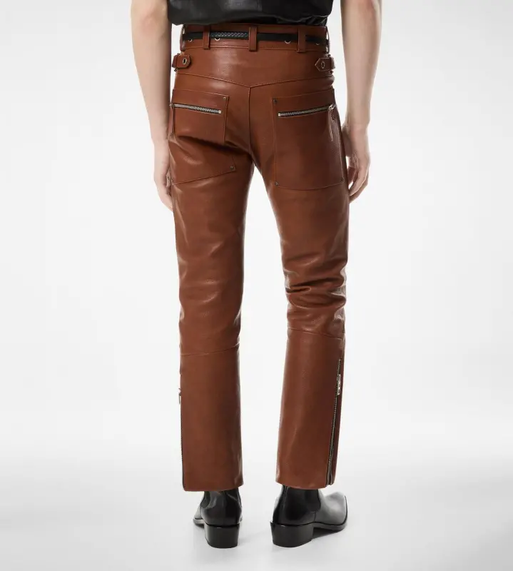 BUFFALO GRAIN LEATHER BIKER PANT HAZELNUT online